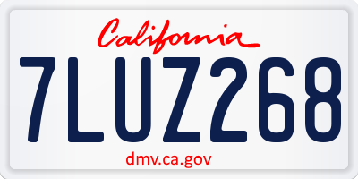 CA license plate 7LUZ268