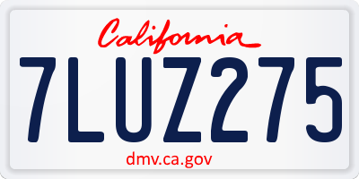 CA license plate 7LUZ275