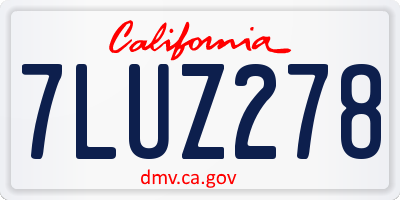 CA license plate 7LUZ278