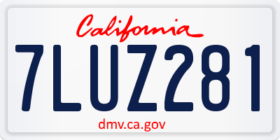 CA license plate 7LUZ281