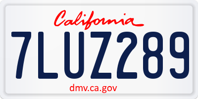 CA license plate 7LUZ289