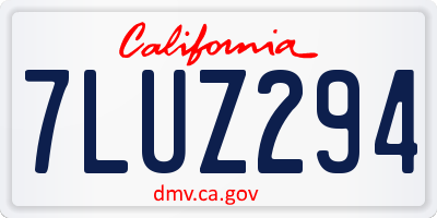 CA license plate 7LUZ294