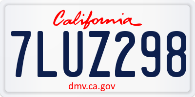 CA license plate 7LUZ298