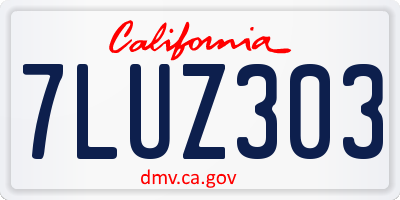 CA license plate 7LUZ303
