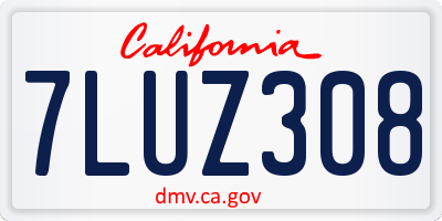 CA license plate 7LUZ308