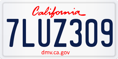 CA license plate 7LUZ309