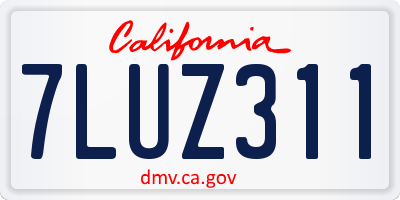 CA license plate 7LUZ311