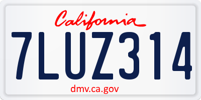 CA license plate 7LUZ314