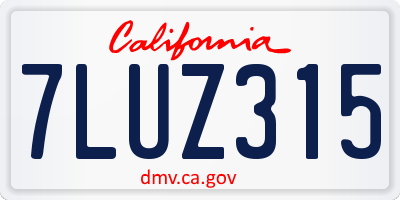CA license plate 7LUZ315