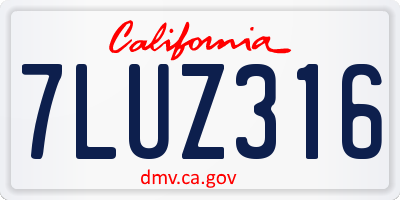 CA license plate 7LUZ316