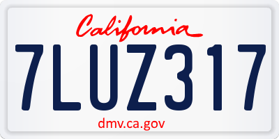 CA license plate 7LUZ317