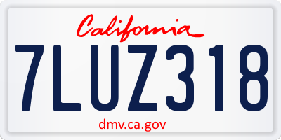 CA license plate 7LUZ318