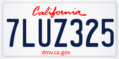 CA license plate 7LUZ325
