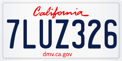 CA license plate 7LUZ326