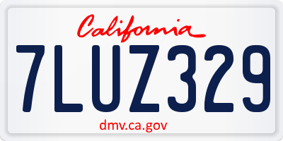 CA license plate 7LUZ329