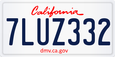 CA license plate 7LUZ332