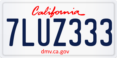 CA license plate 7LUZ333