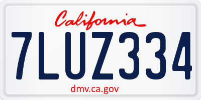 CA license plate 7LUZ334