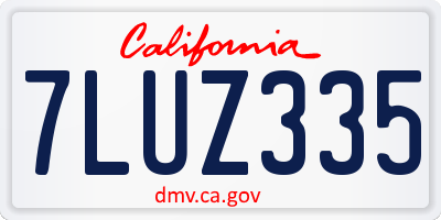 CA license plate 7LUZ335