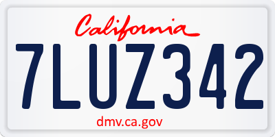 CA license plate 7LUZ342