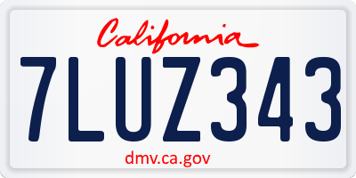 CA license plate 7LUZ343
