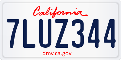 CA license plate 7LUZ344