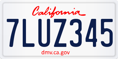 CA license plate 7LUZ345
