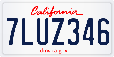 CA license plate 7LUZ346