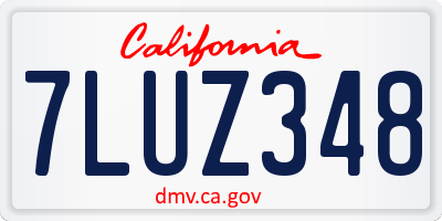 CA license plate 7LUZ348