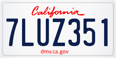 CA license plate 7LUZ351
