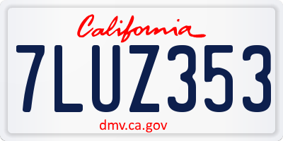 CA license plate 7LUZ353