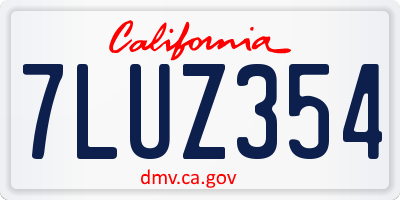 CA license plate 7LUZ354