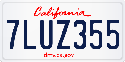 CA license plate 7LUZ355