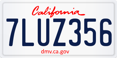 CA license plate 7LUZ356