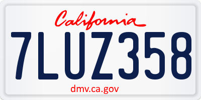 CA license plate 7LUZ358