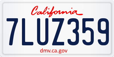 CA license plate 7LUZ359