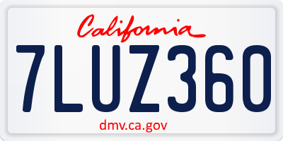 CA license plate 7LUZ360