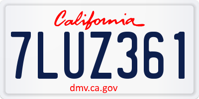 CA license plate 7LUZ361