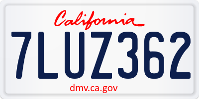 CA license plate 7LUZ362