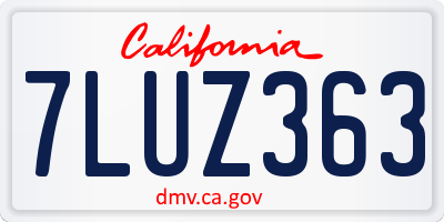 CA license plate 7LUZ363