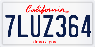 CA license plate 7LUZ364