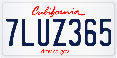 CA license plate 7LUZ365