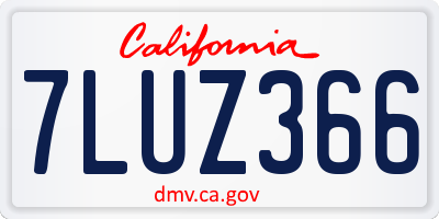 CA license plate 7LUZ366