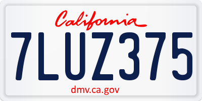 CA license plate 7LUZ375