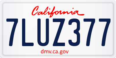 CA license plate 7LUZ377