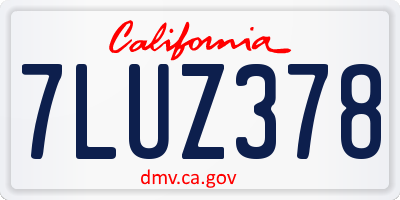 CA license plate 7LUZ378