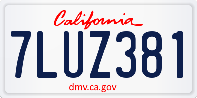 CA license plate 7LUZ381