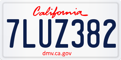 CA license plate 7LUZ382