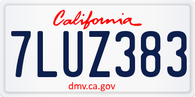 CA license plate 7LUZ383