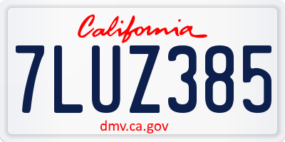 CA license plate 7LUZ385
